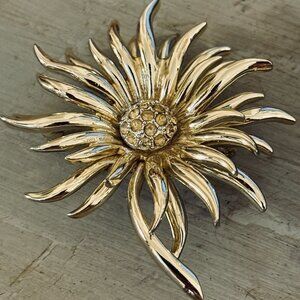 VTG EROS 1961 Mardi Gras Carnival Krewe Favor Gold Tone Rhinestone Brooch Pin